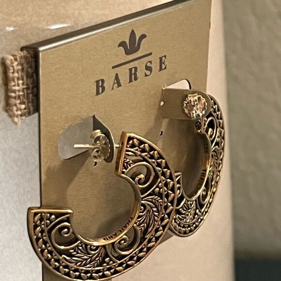 Studio Barse Elegant Gold Swirl Open Hoop. Earrings #BRER - Picture 3 of 6